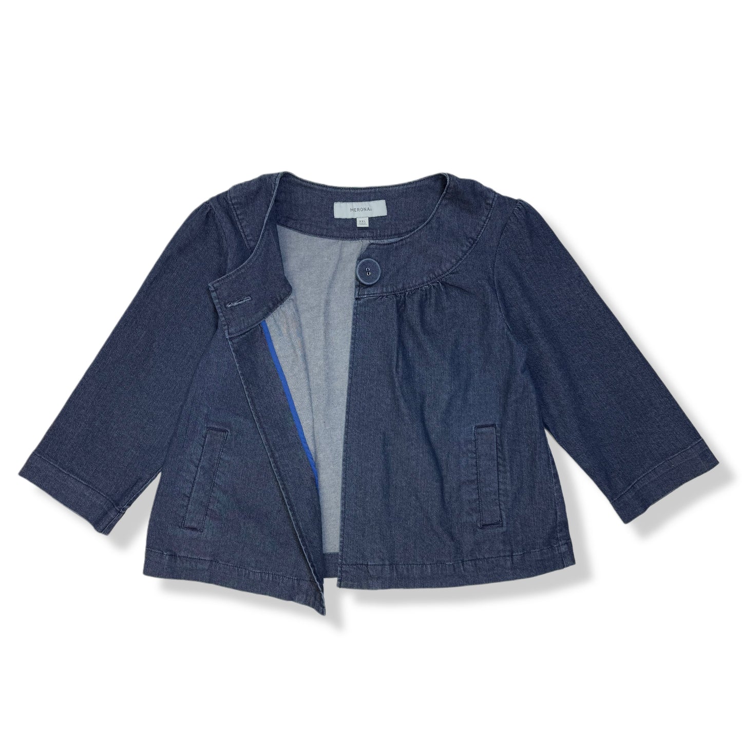 CHAQUETA JEAN AZUL OSCURO MANGA TRES CUARTOS | MERONA | TALLA XXL