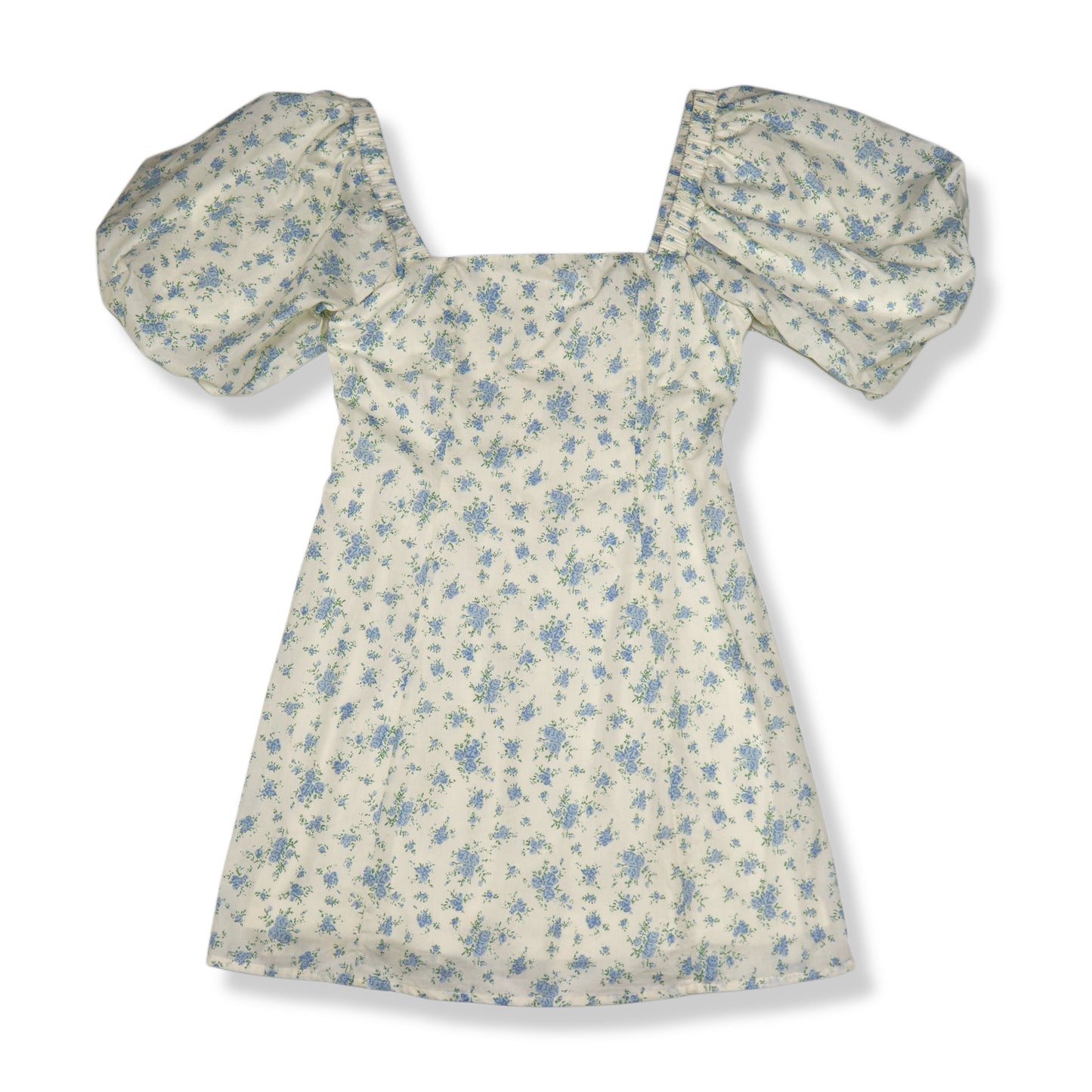 VESTIDO CORTO CON MANGAS ABULLONADAS Y ESTAMPADO FLORAL | MABLE | TALLA S
