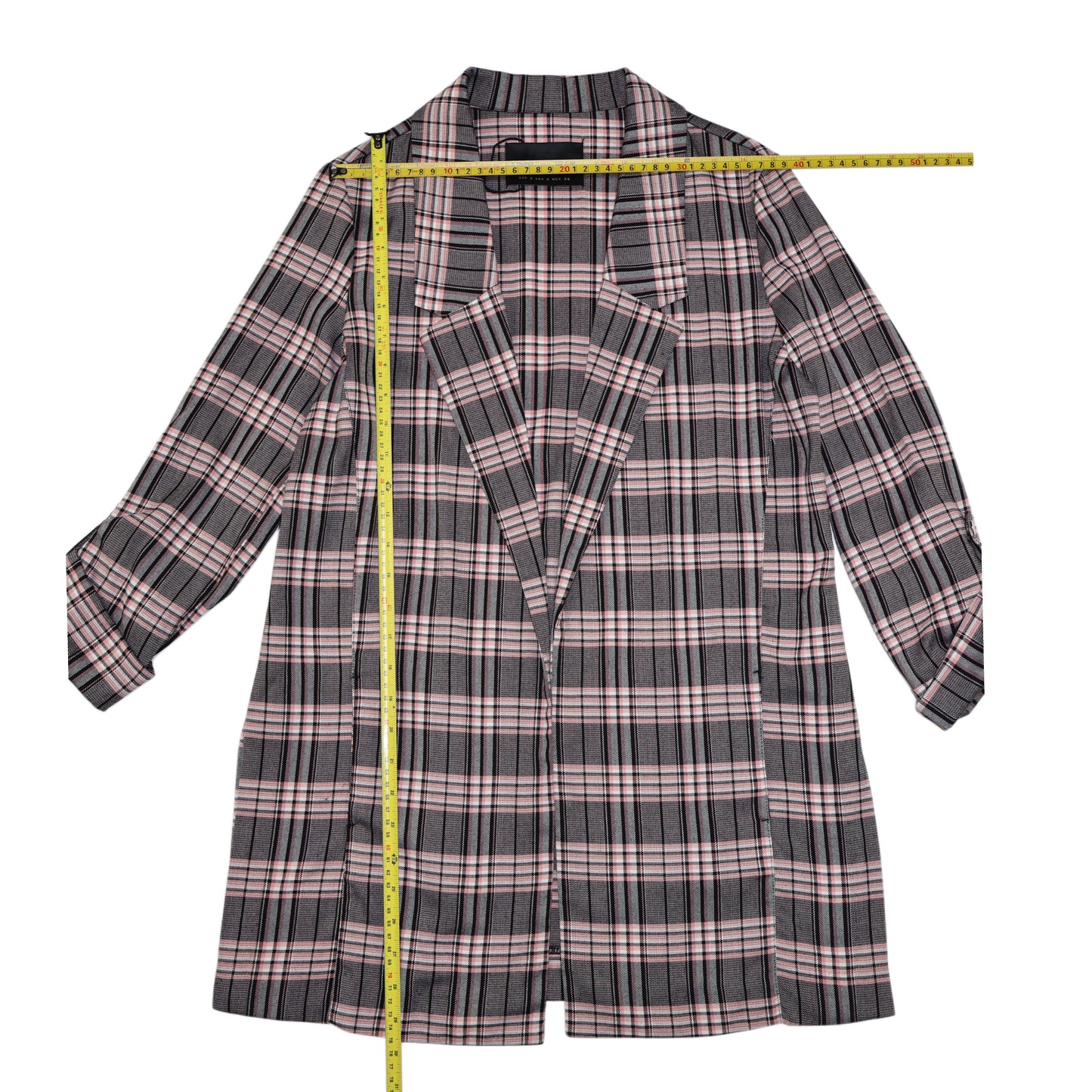 BLAZER DE CUADROS ROSA Y NEGRO DE MANGAS 3/4 | STRADIVARIUS | TALLA S
