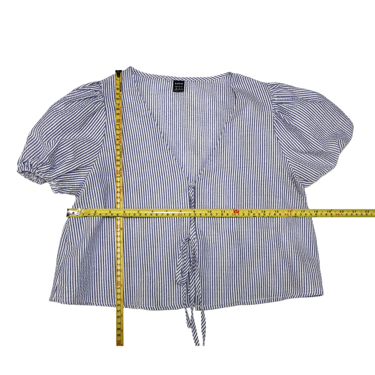 SET DE BLUSA Y SHORT DE RAYAS AZUL Y BLANCO | SHEIN | TALLA XS