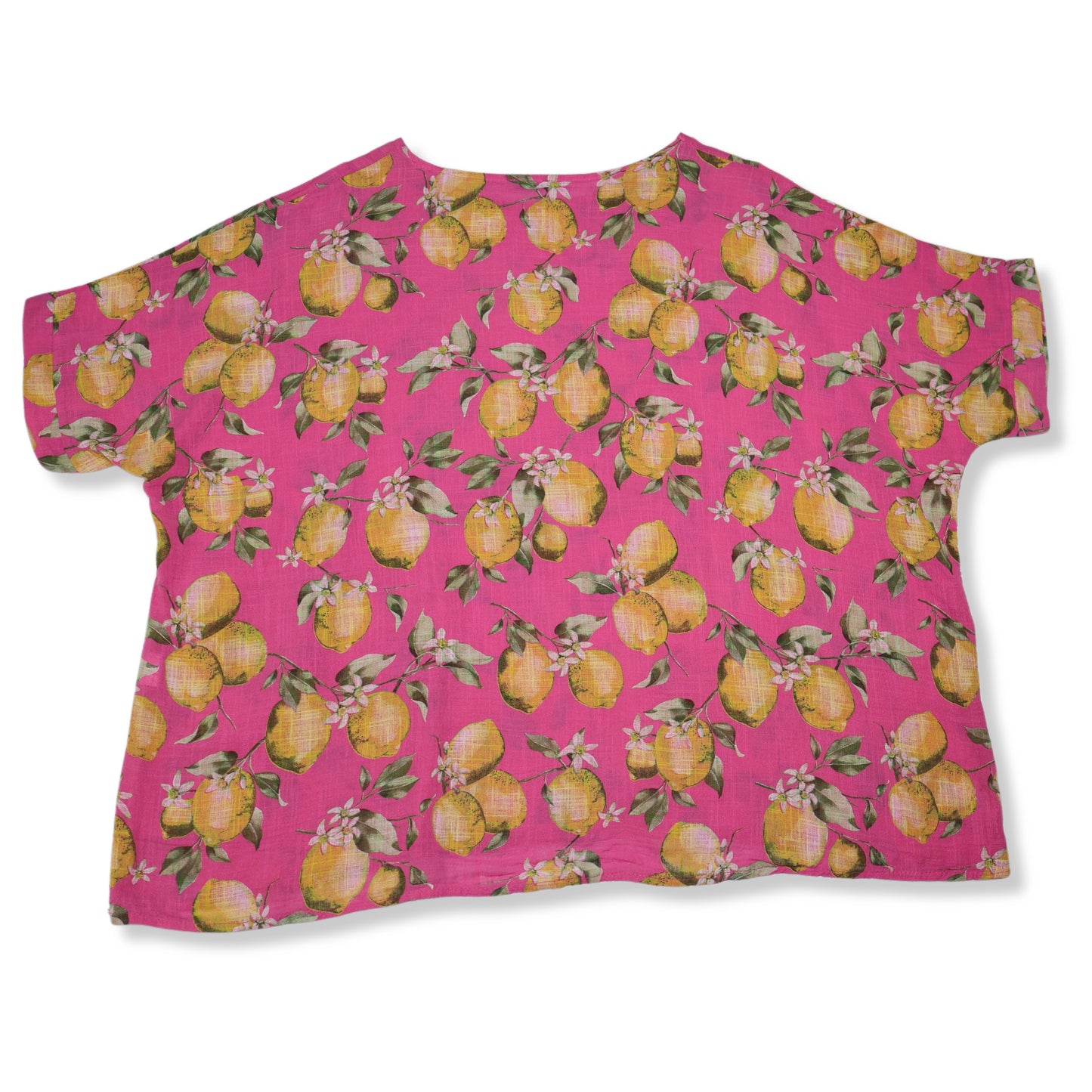 BLUSA ROSADA CON ESTAMPADO DE LIMONES | NINA MURATI | TALLA 2X