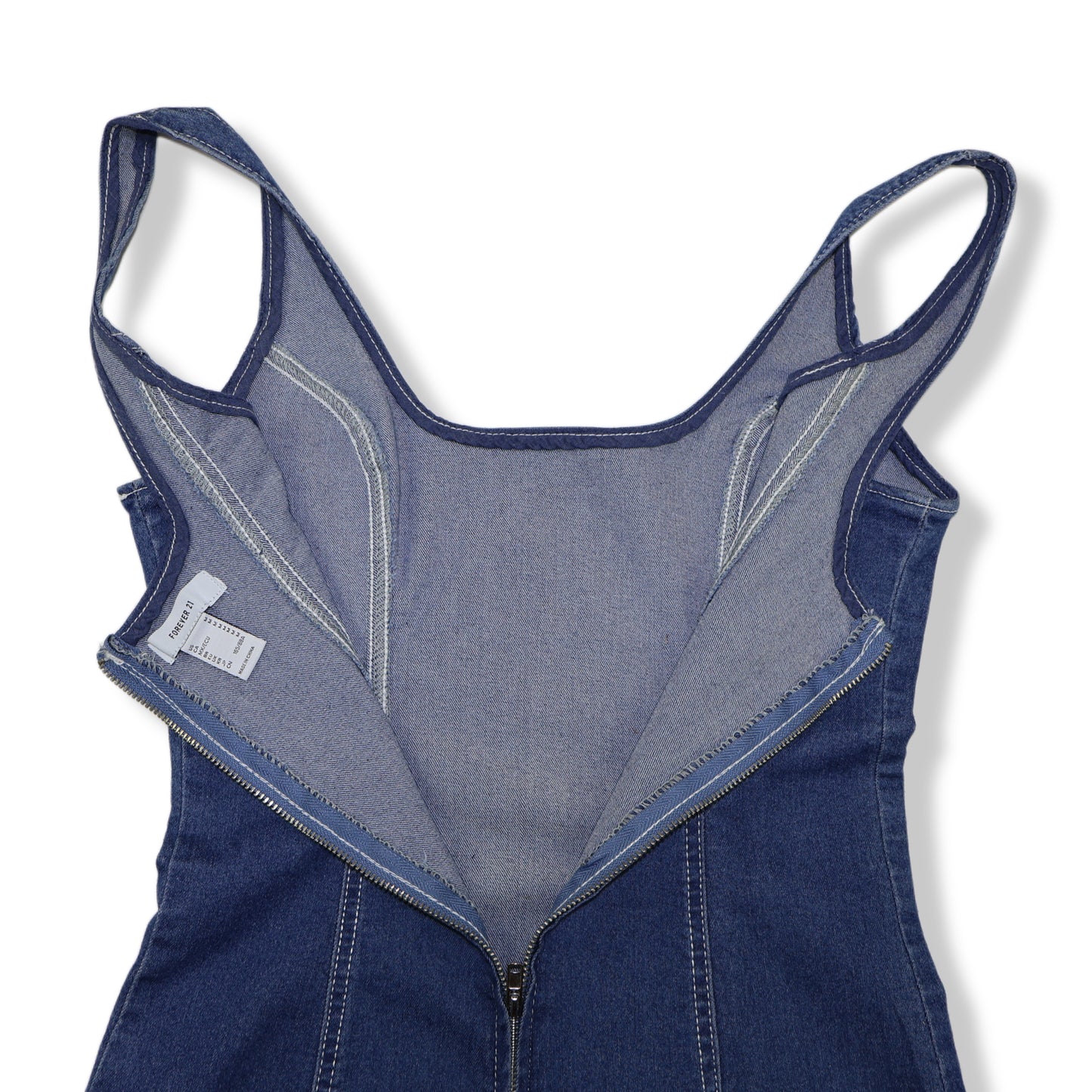 VESTIDO MINI DENIM SIN MANGAS | FOREVER 21 | TALLA M