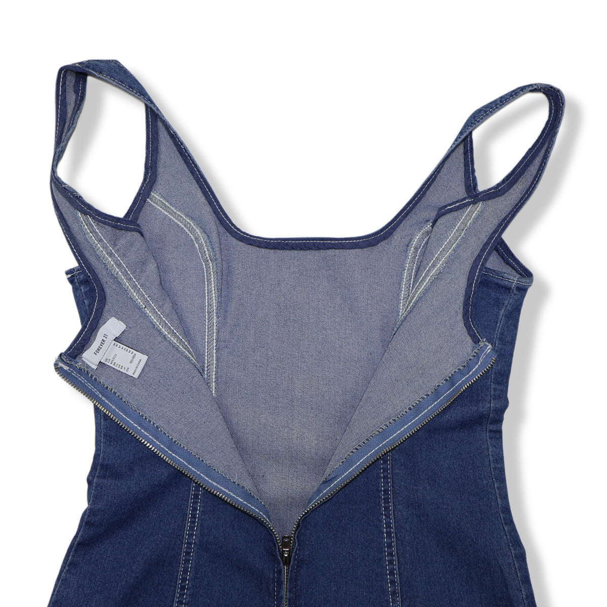 VESTIDO MINI DENIM SIN MANGAS | FOREVER 21 | TALLA M