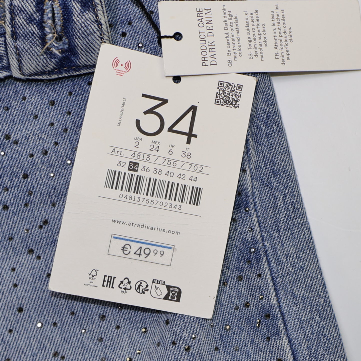 NUEVO CON ETIQUETA | JEANS WIDE LEG CON BRILLOS | STRADIVARIUS | TALLA 2