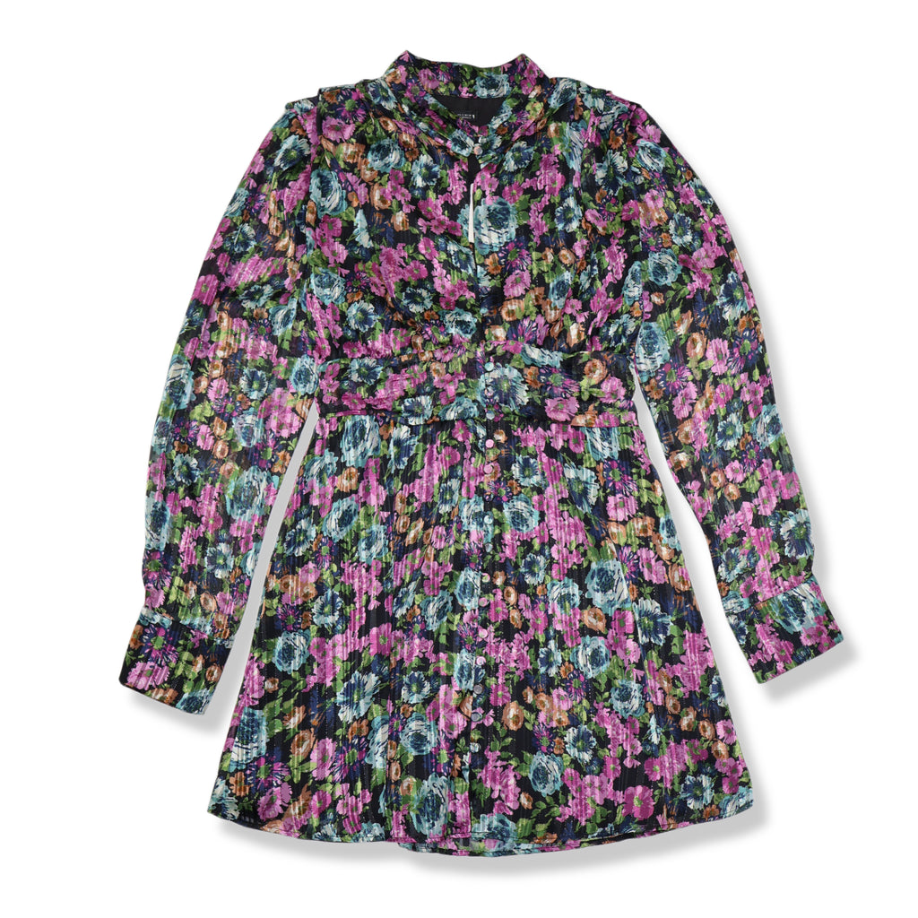 NUEVO CON ETIQUETA | VESTIDO CORTO CON ESTAMOADO FLORAL | ZARA | TALLA S