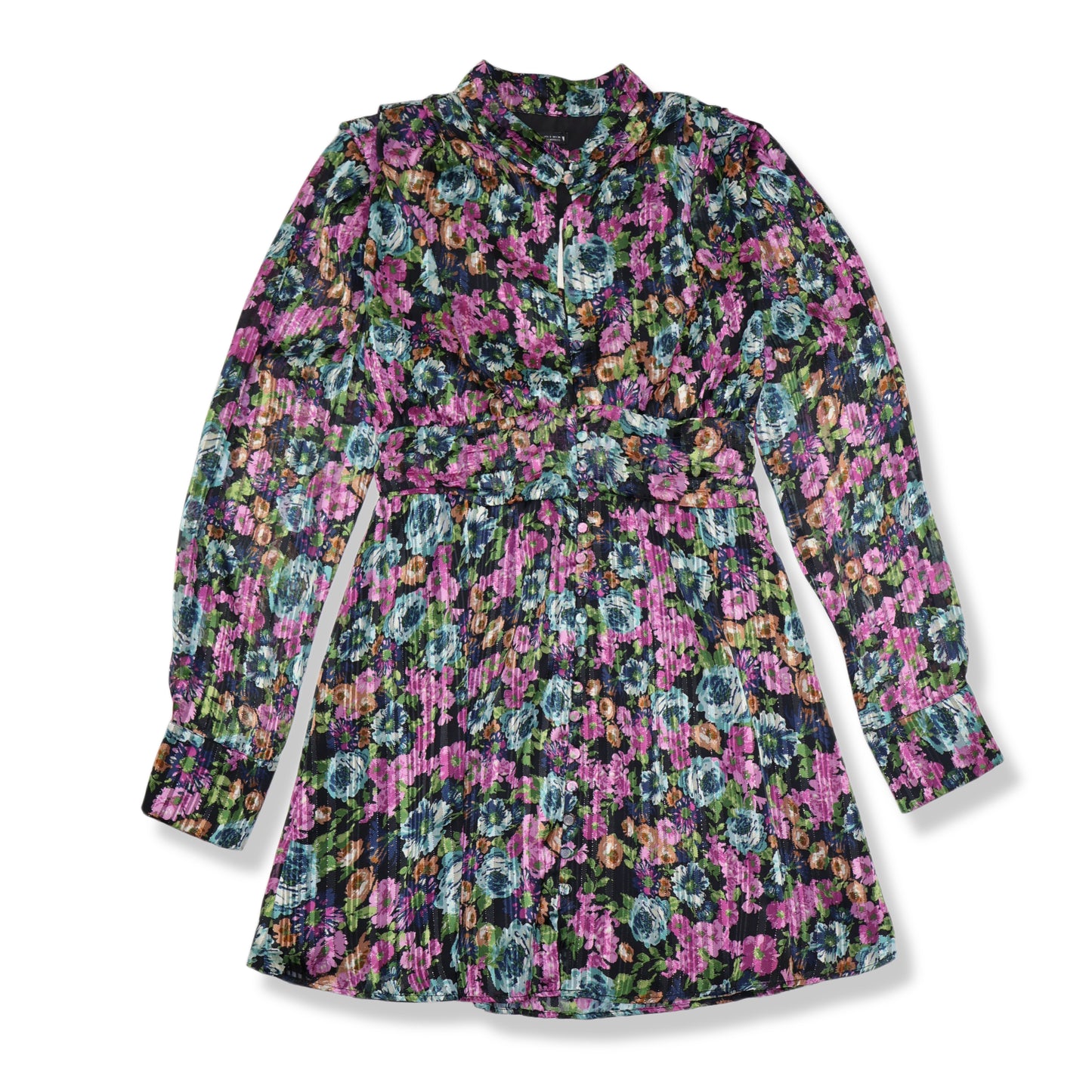 NUEVO CON ETIQUETA | VESTIDO CORTO CON ESTAMOADO FLORAL | ZARA | TALLA S
