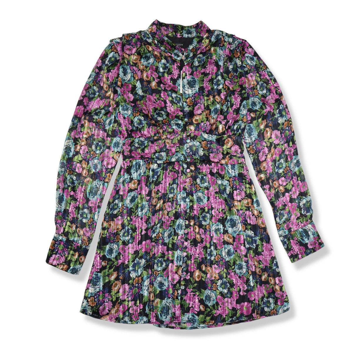 NUEVO CON ETIQUETA | VESTIDO CORTO CON ESTAMOADO FLORAL | ZARA | TALLA S
