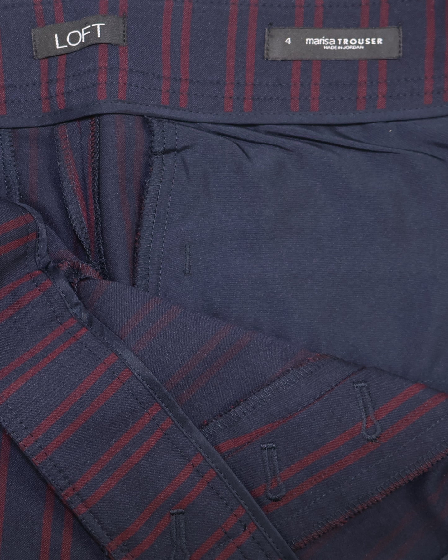 PANTALÓN DE RAYAS AZUL MARINO CON BOTONES | LOFT | TALLA 4