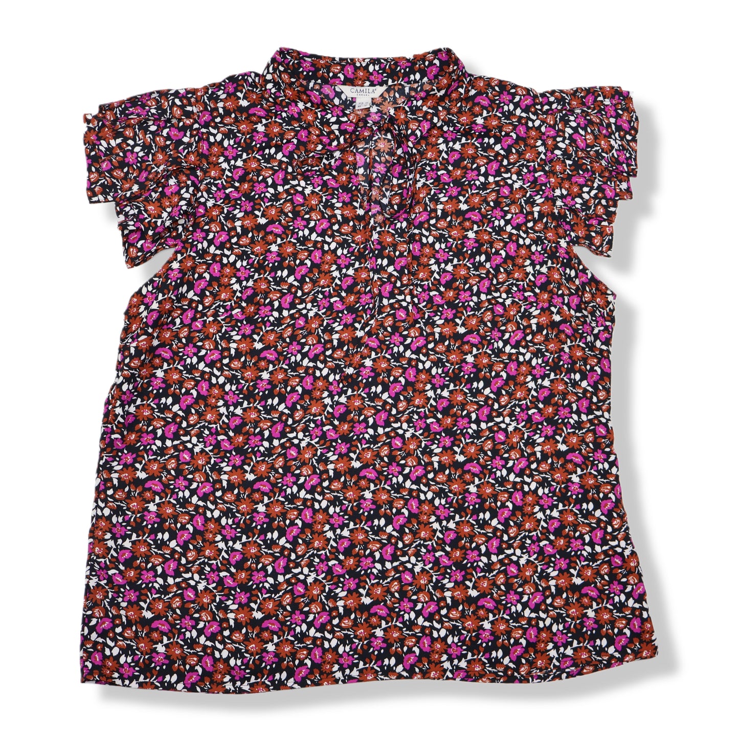BLUSA CON ESTAMPADO FLORAL MANGAS CORTAS | CAMILA CASUAL | TALLA L