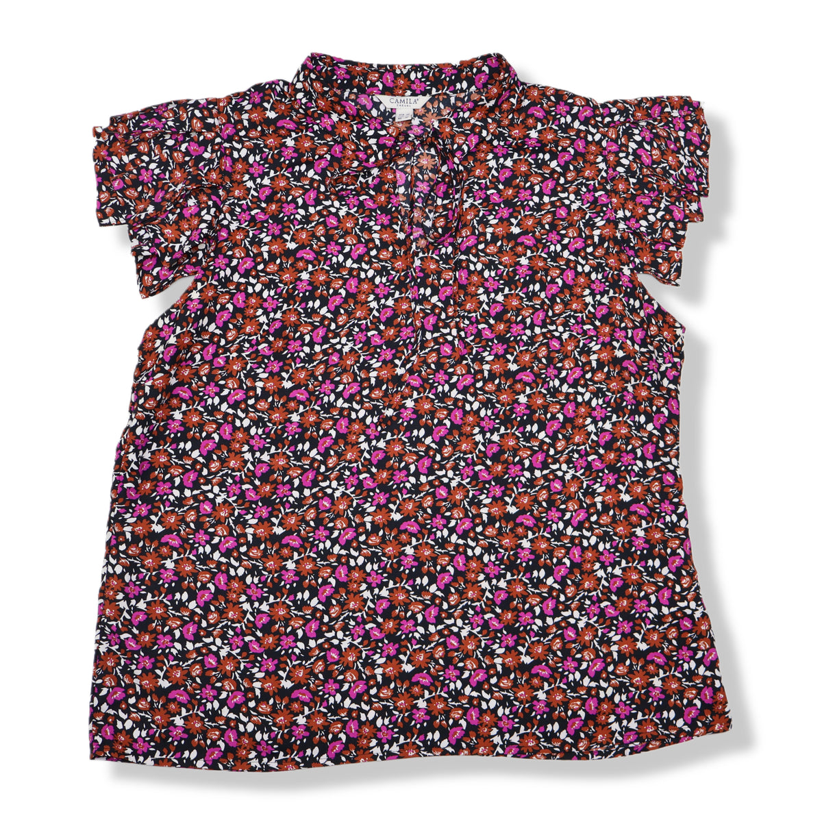 BLUSA CON ESTAMPADO FLORAL MANGAS CORTAS | CAMILA CASUAL | TALLA L