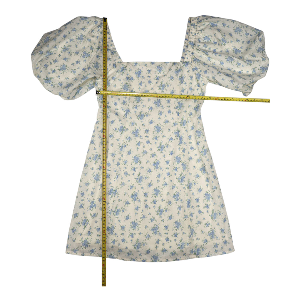 VESTIDO CORTO CON MANGAS ABULLONADAS Y ESTAMPADO FLORAL | MABLE | TALLA S