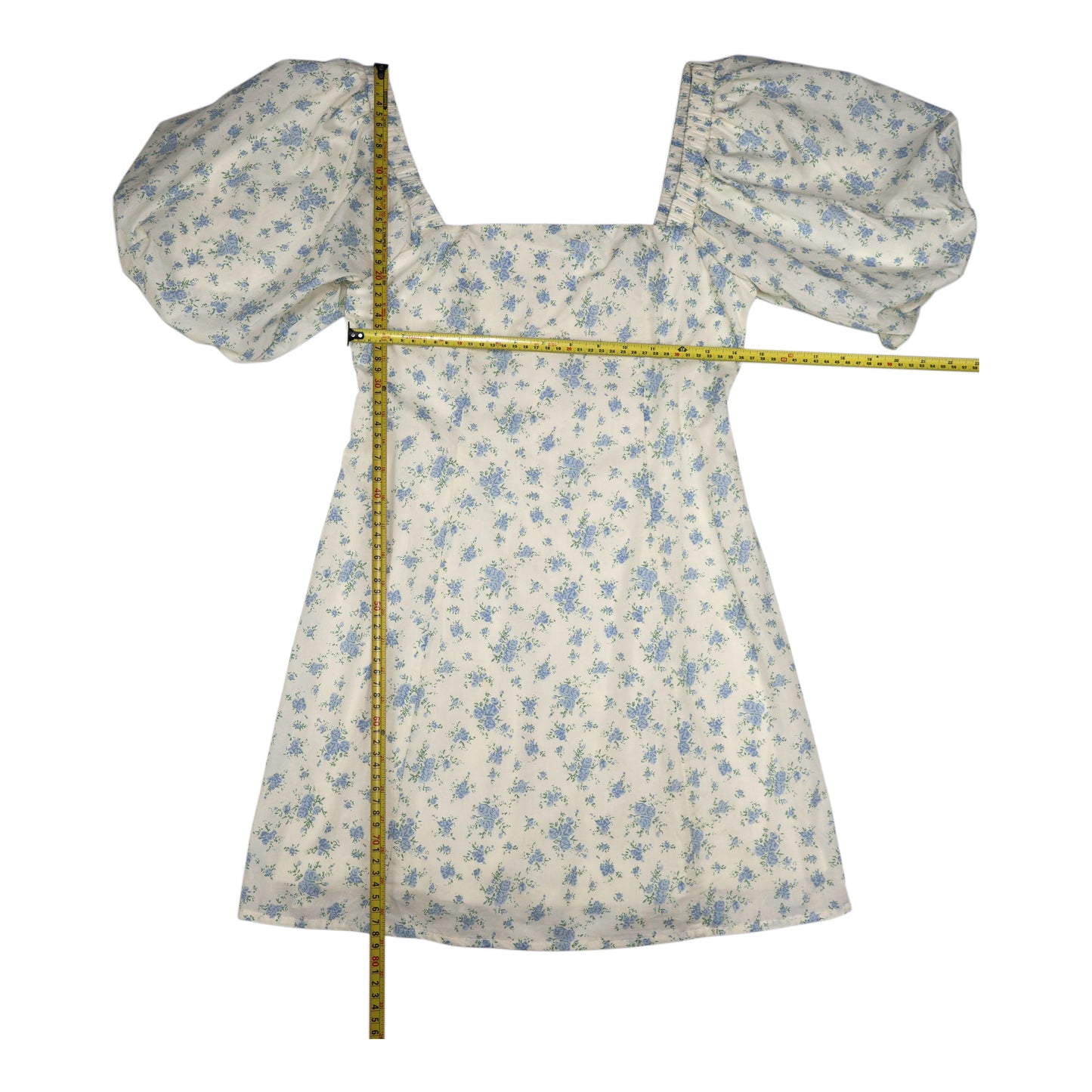 VESTIDO CORTO CON MANGAS ABULLONADAS Y ESTAMPADO FLORAL | MABLE | TALLA S