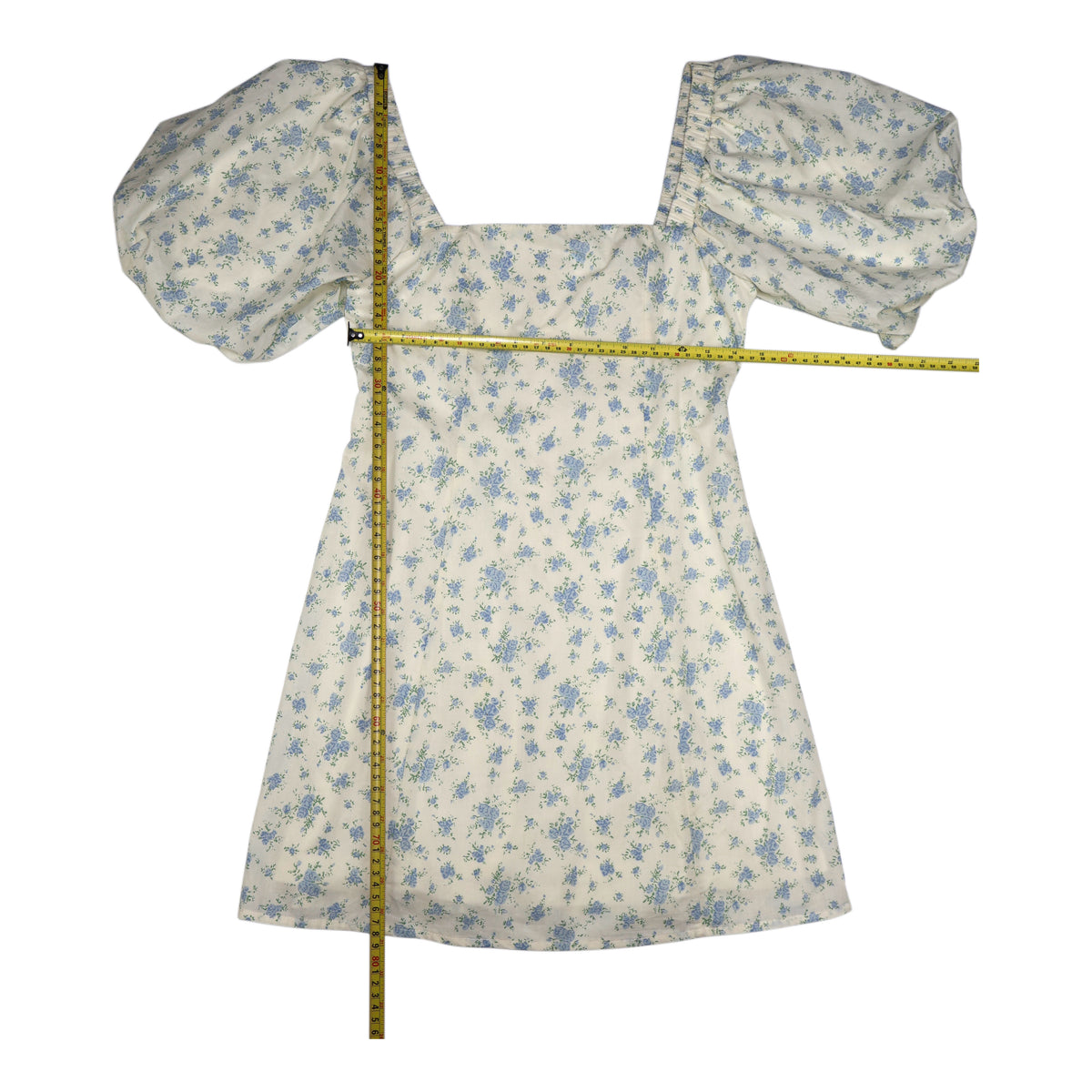 VESTIDO CORTO CON MANGAS ABULLONADAS Y ESTAMPADO FLORAL | MABLE | TALLA S