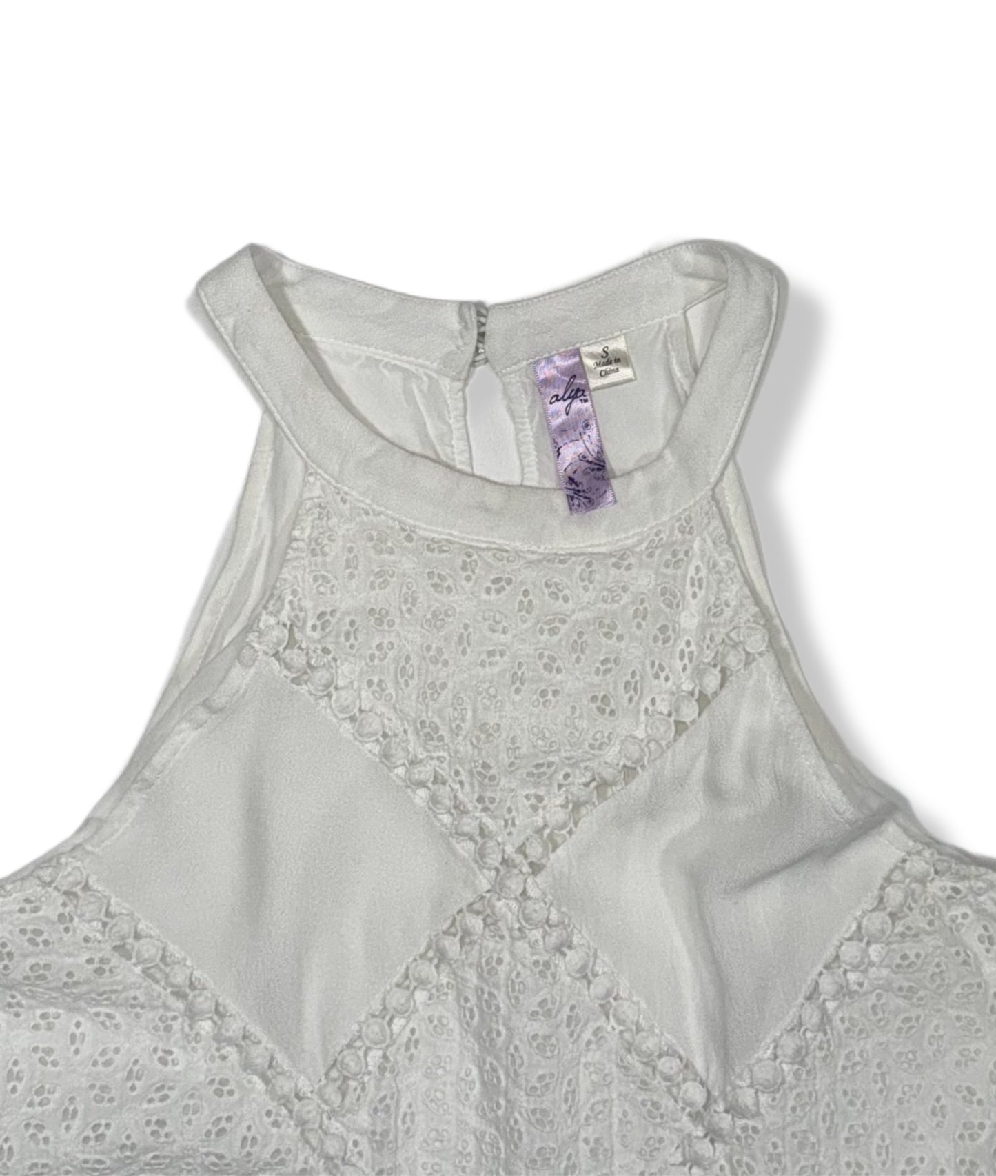 BLUSA HALTER CON ENCAJE BLANCA | ALYA | TALLA S
