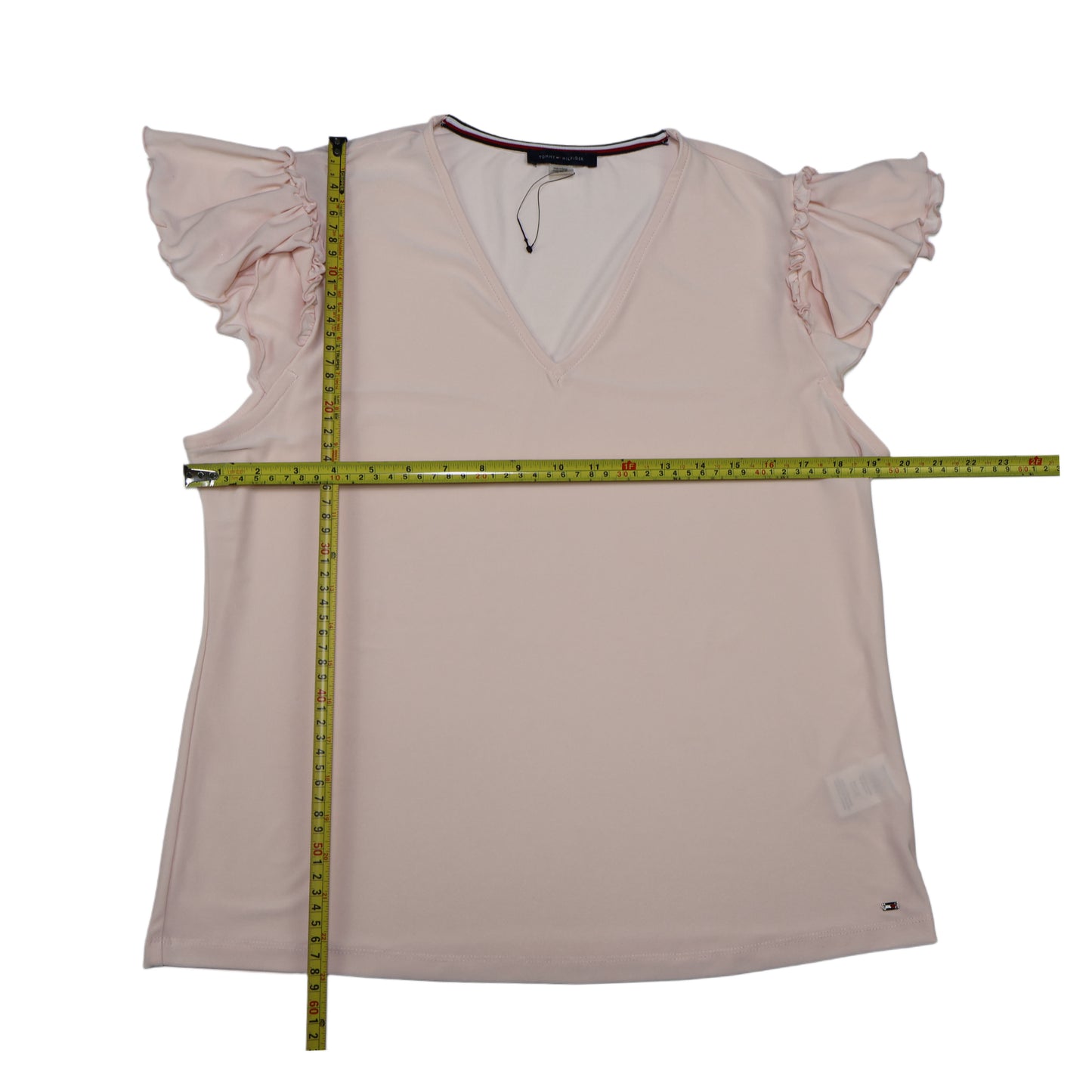 TOP CON ESCOTE EN V Y MANGAS CON VOLANTES | TOMMY HILFIGER | TALLA L