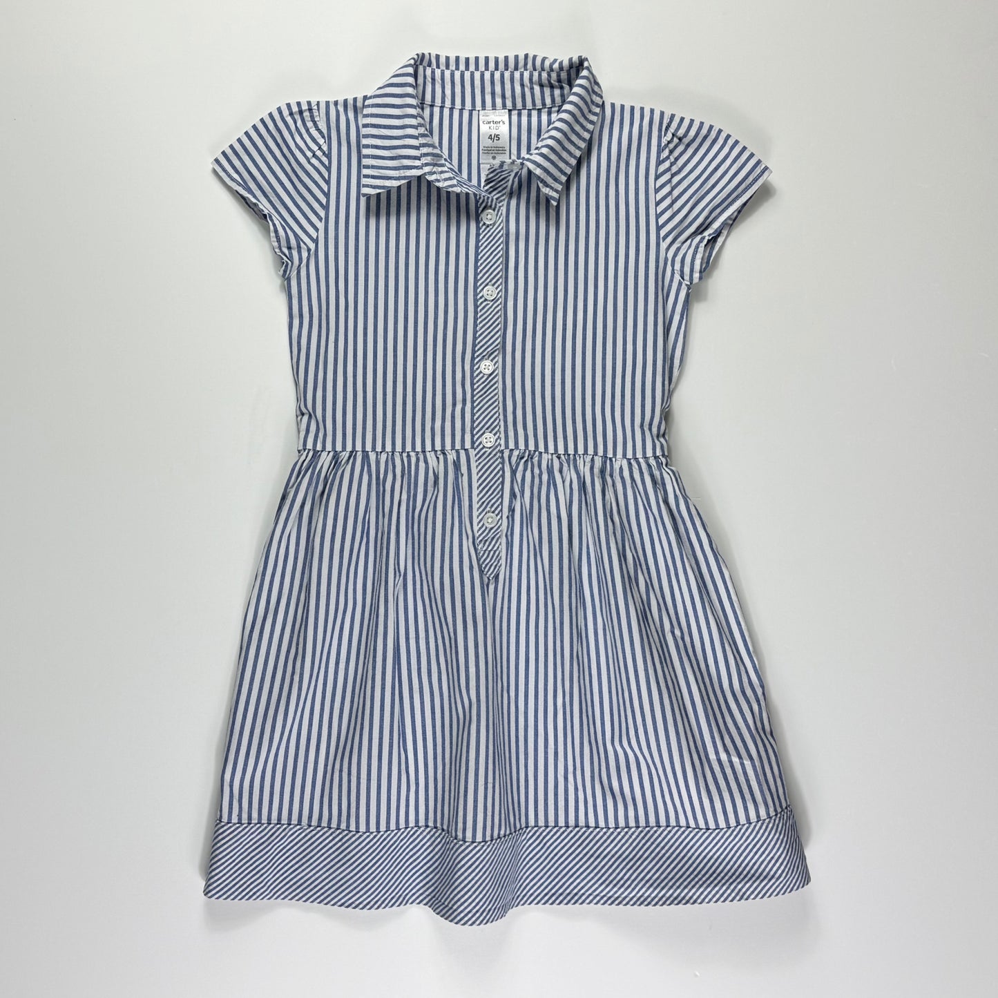 VESTIDO INFANTIL DE RAYAS AZUL Y BLANCO | CARTER’S | TALLA 4-5