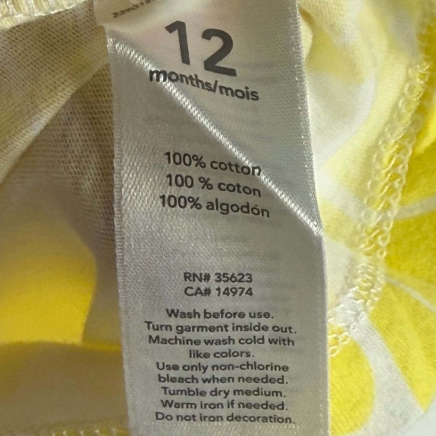 TOP AMARILLO PARA BEBÉS | CARTER’S | TALLA 12M
