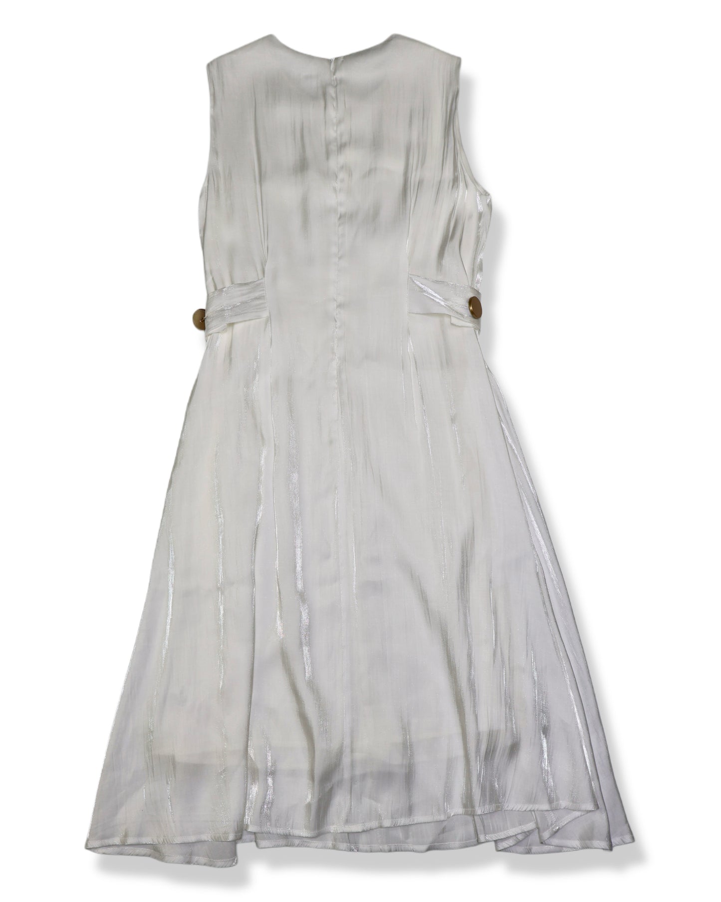 VESTIDO MIDI BLANCO SATINADO CON BOTONES LATERALES | TALLA L