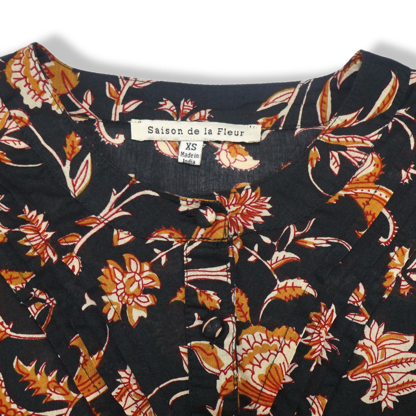 BLUSA NEGRA FLORAL DE ALGODÓN ORGÁNICO | SAISON DE LA FLEUR | TALLA XS