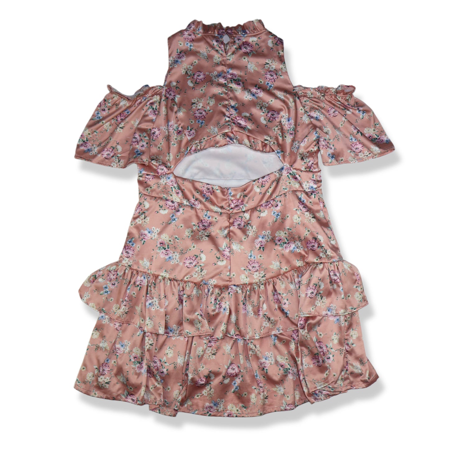 VESTIDO CORTO SATINADO CON ESTAMPADO FLORAL | TALLA L