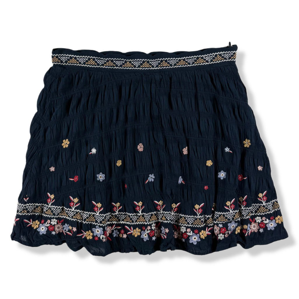 FALDA AZUL MARINO CON BORDADO FLORALES | BLUE RAIN | TALLA M