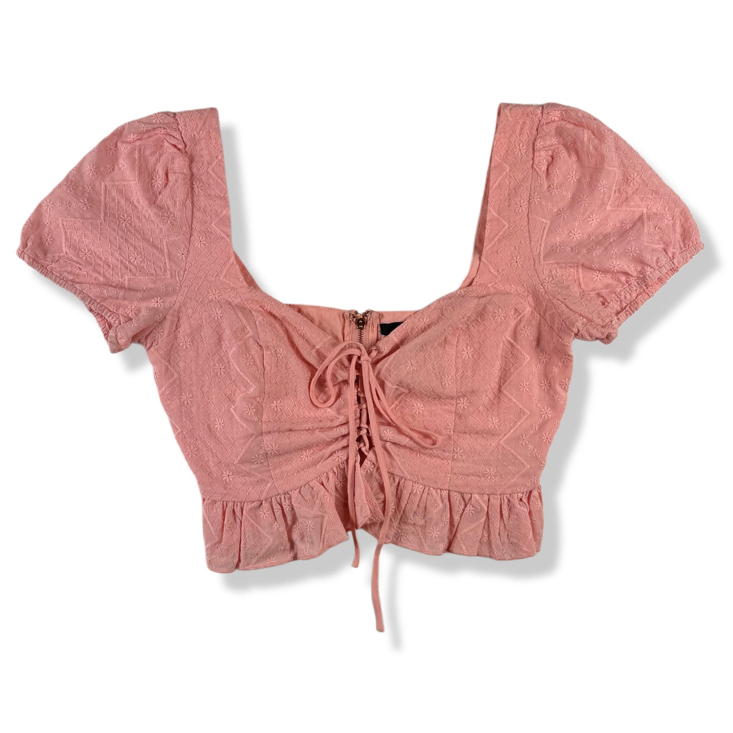 CROP TOP CON MANGAS ABULLONADAS | FOREVER 21 | TALLA S