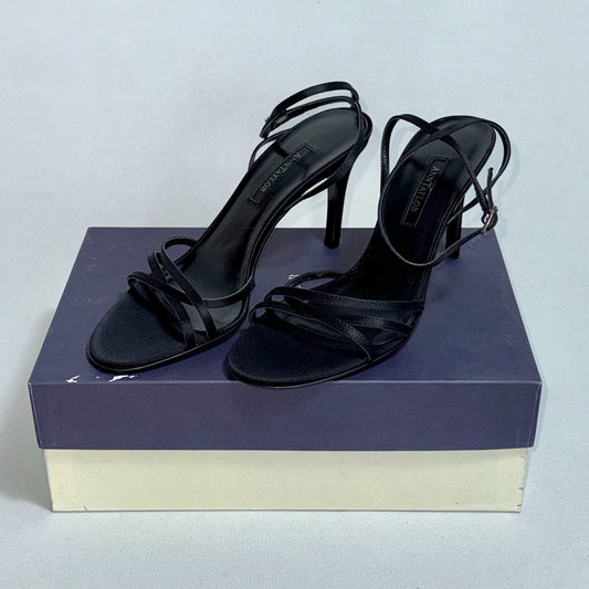 SANDALIAS DE TACÓN NEGRO SATINADO CON SU CAJA | ANN TAYLOR | 8