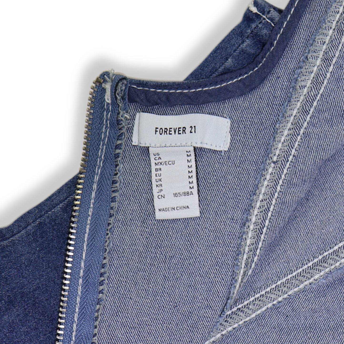 VESTIDO MINI DENIM SIN MANGAS | FOREVER 21 | TALLA M