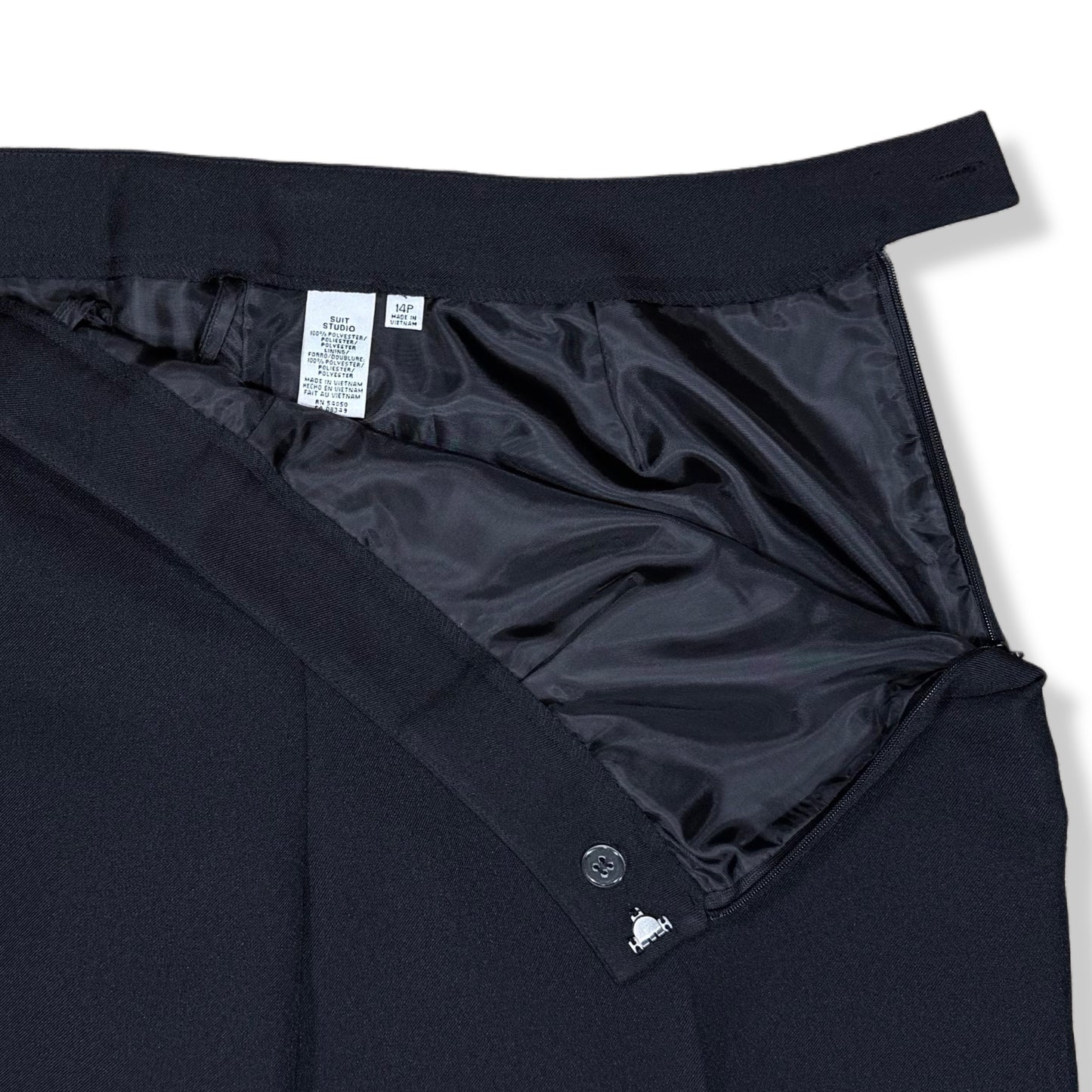 PANTALÓN DE VESTIR RECTO CLÁSICO NEGRO DE CORTE SASTRERO | SUIT STUDIO | TALLA 14P