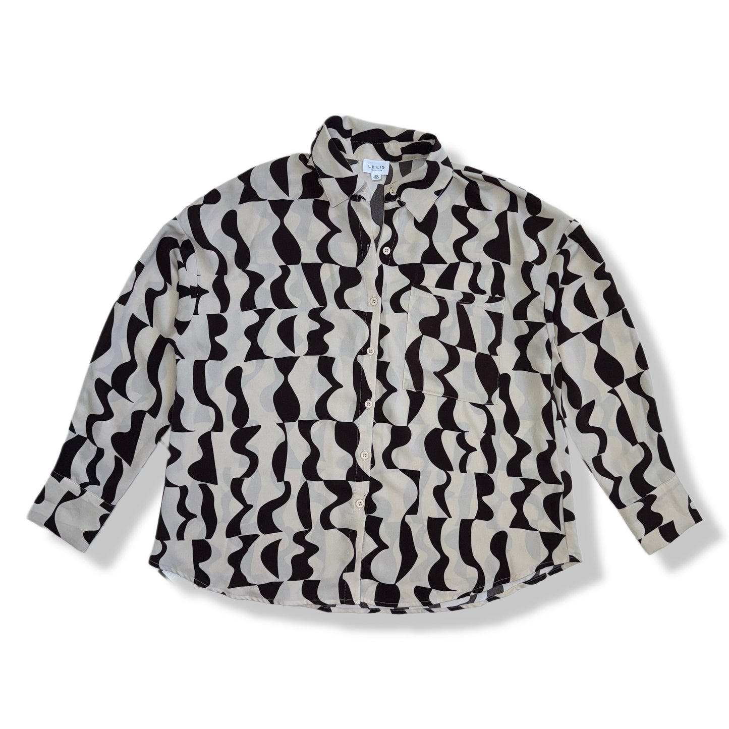 BLUSA MANGA LARGA CON ESTAMPADO ABSTRACTO | LE LIS COLLECTION | TALLA XS (OVERSIZE)
