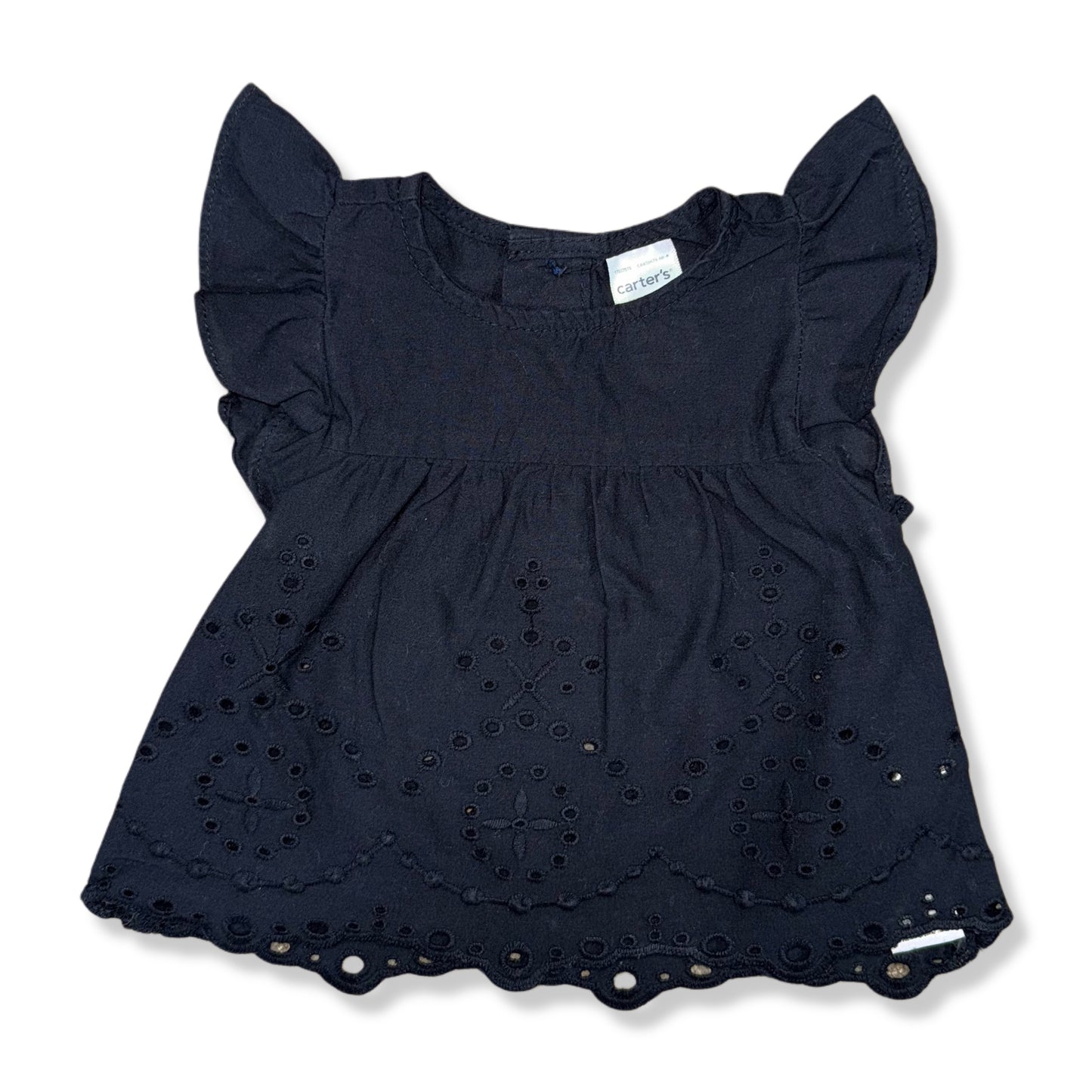 TOP NEGRO CON BORDADO EYELET PARA BEBÉS | CARTER’S | TALLA NB