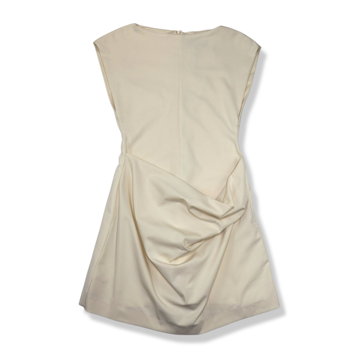 NUEVO CON ETIQUETA | VESTIDO MINI CREMA CON DRAPEADO | ZARA | TALLA S