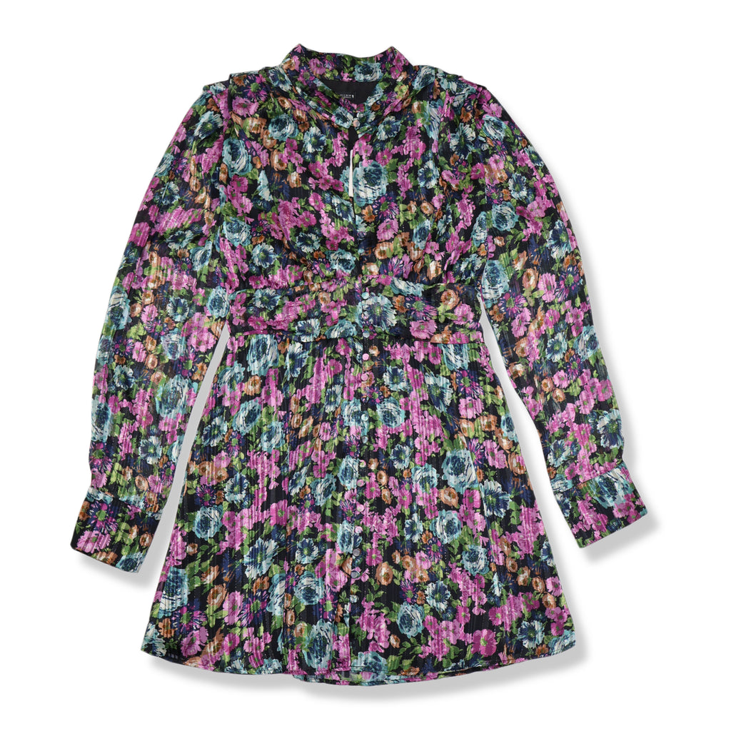 NUEVO CON ETIQUETA | VESTIDO CORTO CON ESTAMOADO FLORAL | ZARA | TALLA S