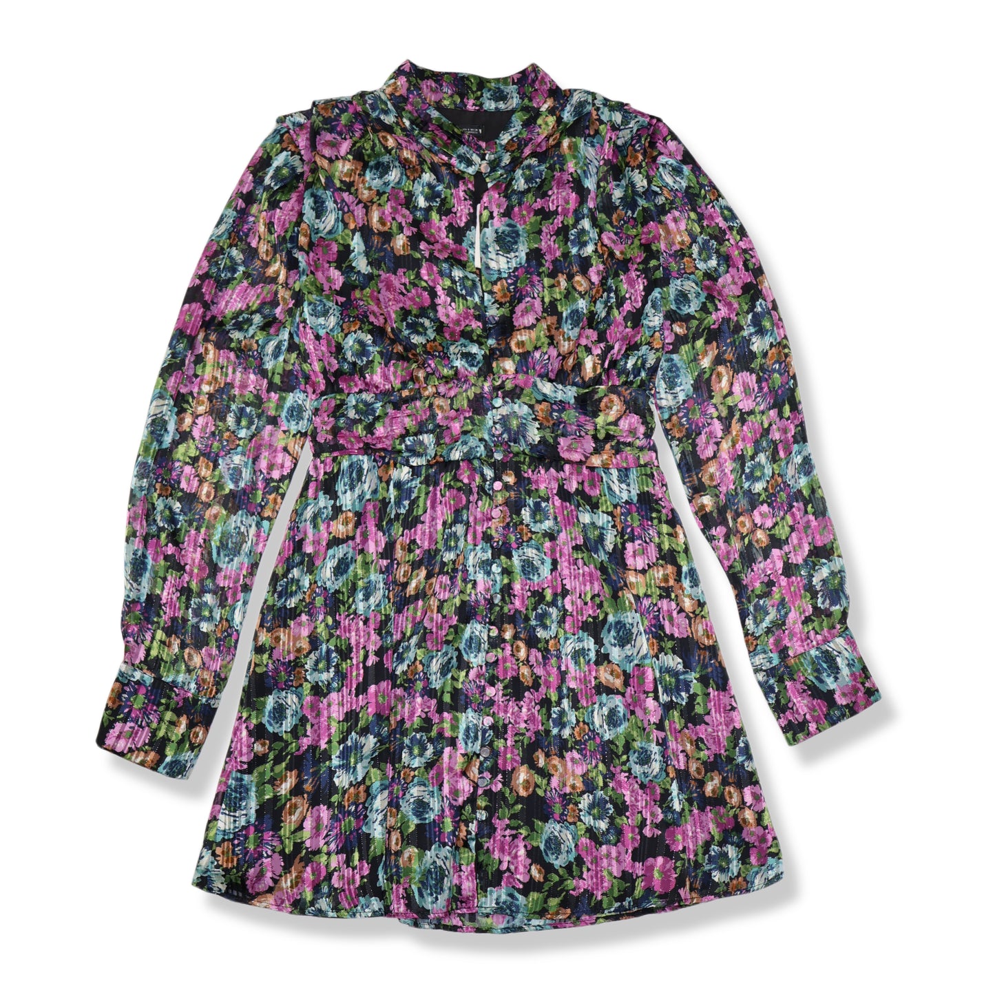 NUEVO CON ETIQUETA | VESTIDO CORTO CON ESTAMOADO FLORAL | ZARA | TALLA S