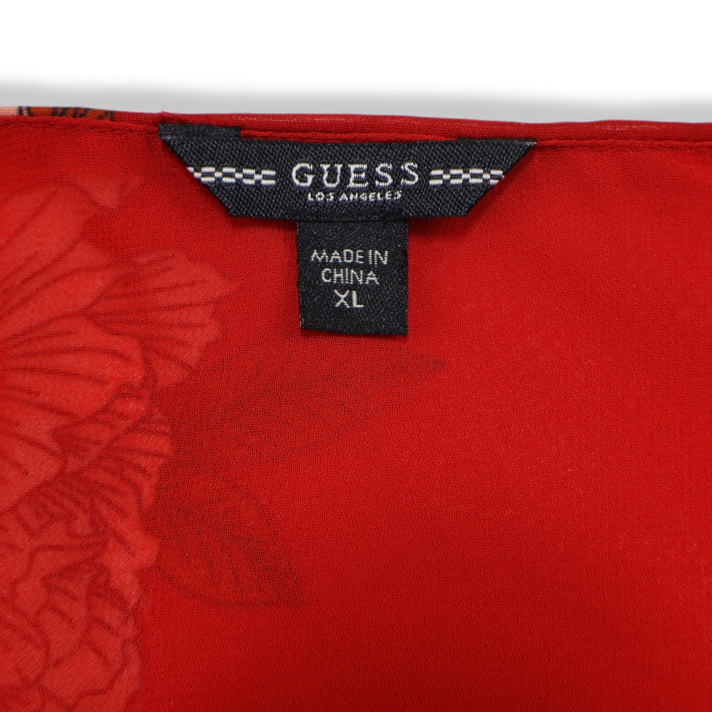 BLUSA CORTA ROJA FLORAL CON MANGAS ACAMPANADAS | GUESS | TALLA XL