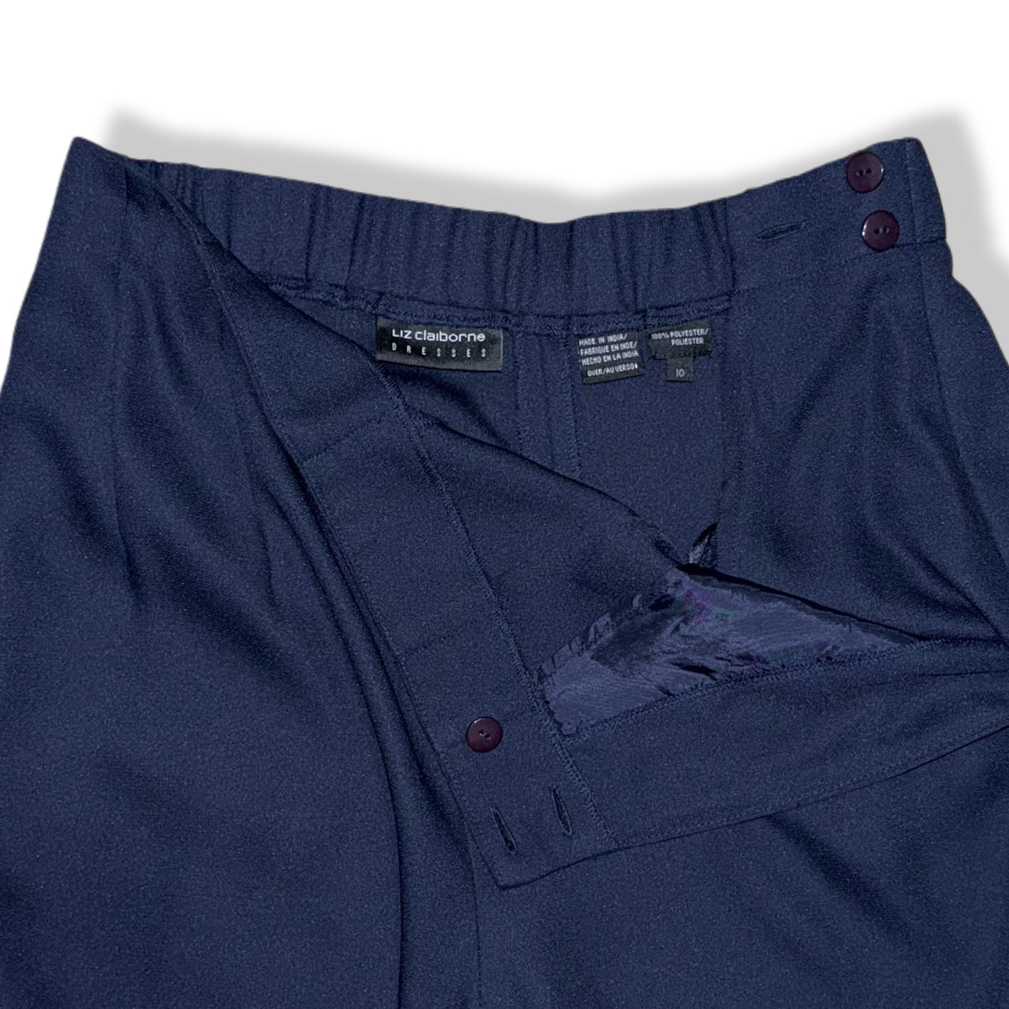 PANTALÓN DE VESTIR DE CORTE RECTO AZUL MARINO | LIZ CLAIBORNE | TALLA 10