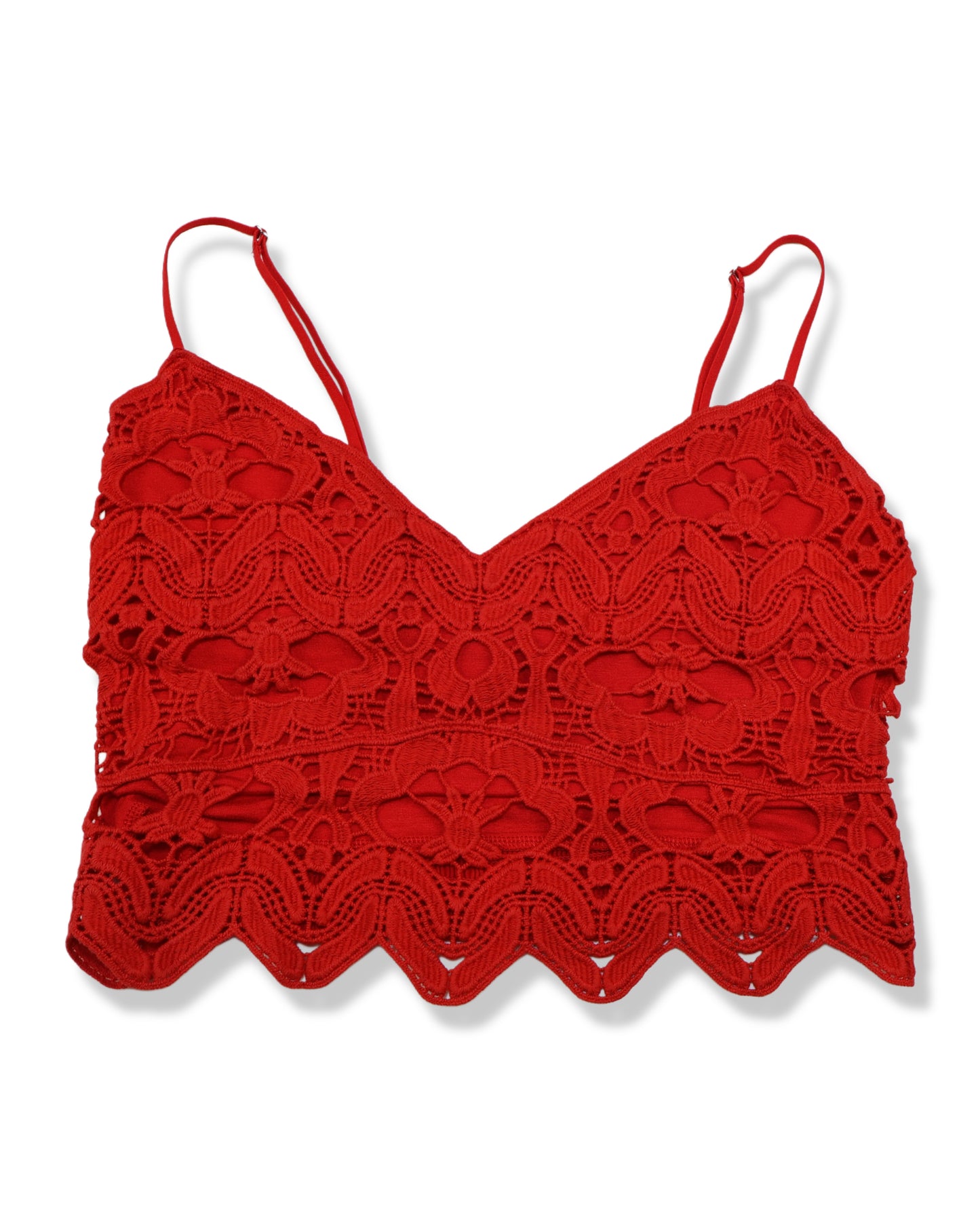 TOP ROJO DE ENCAJE CON TIRANTES AJUSTABLES | STRADIVARIUS | TALLA M