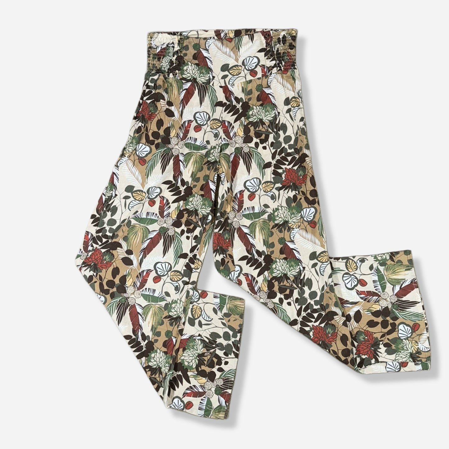 PANTALONES PALAZZO CON ESTAMPADO TROPICAL | CATO | M