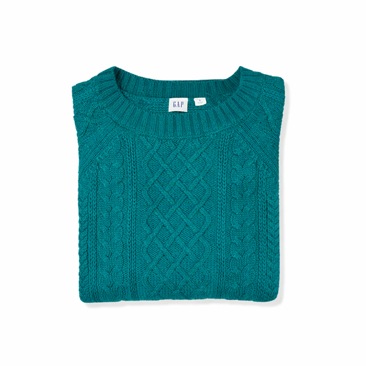 SWEATER DE PUNTO TRENZADO VERDE | GAP | S