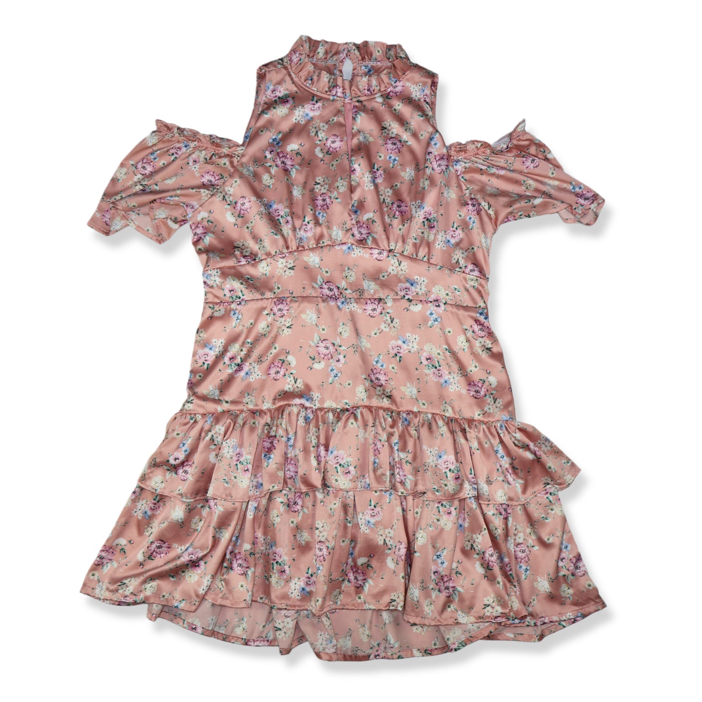 VESTIDO CORTO SATINADO CON ESTAMPADO FLORAL | TALLA L