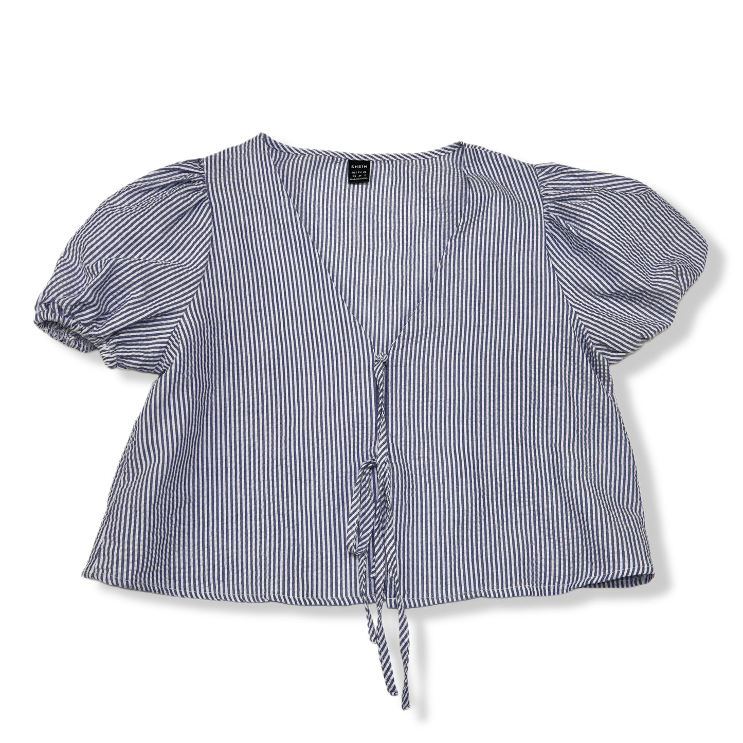 SET DE BLUSA Y SHORT DE RAYAS AZUL Y BLANCO | SHEIN | TALLA XS