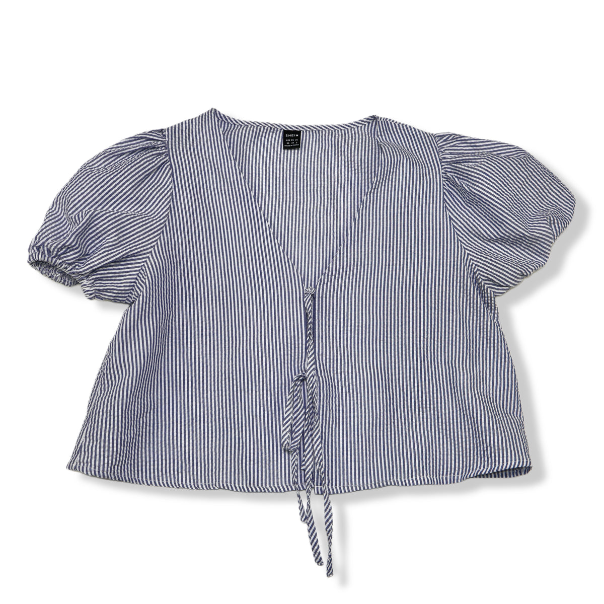SET DE BLUSA Y SHORT DE RAYAS AZUL Y BLANCO | SHEIN | TALLA XS