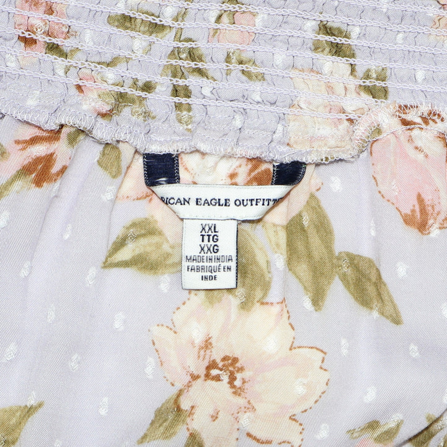 BLUSA OFF-SHOULDER CON ESTAMPADO FLORAL LILA | AMERICAN EAGLE OUTFITTERS | TALLA XXL