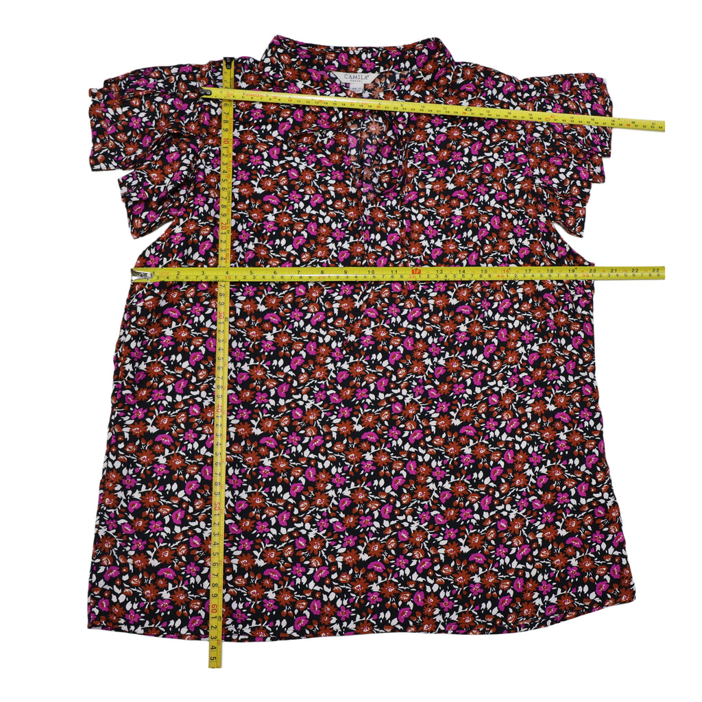 BLUSA CON ESTAMPADO FLORAL MANGAS CORTAS | CAMILA CASUAL | TALLA L
