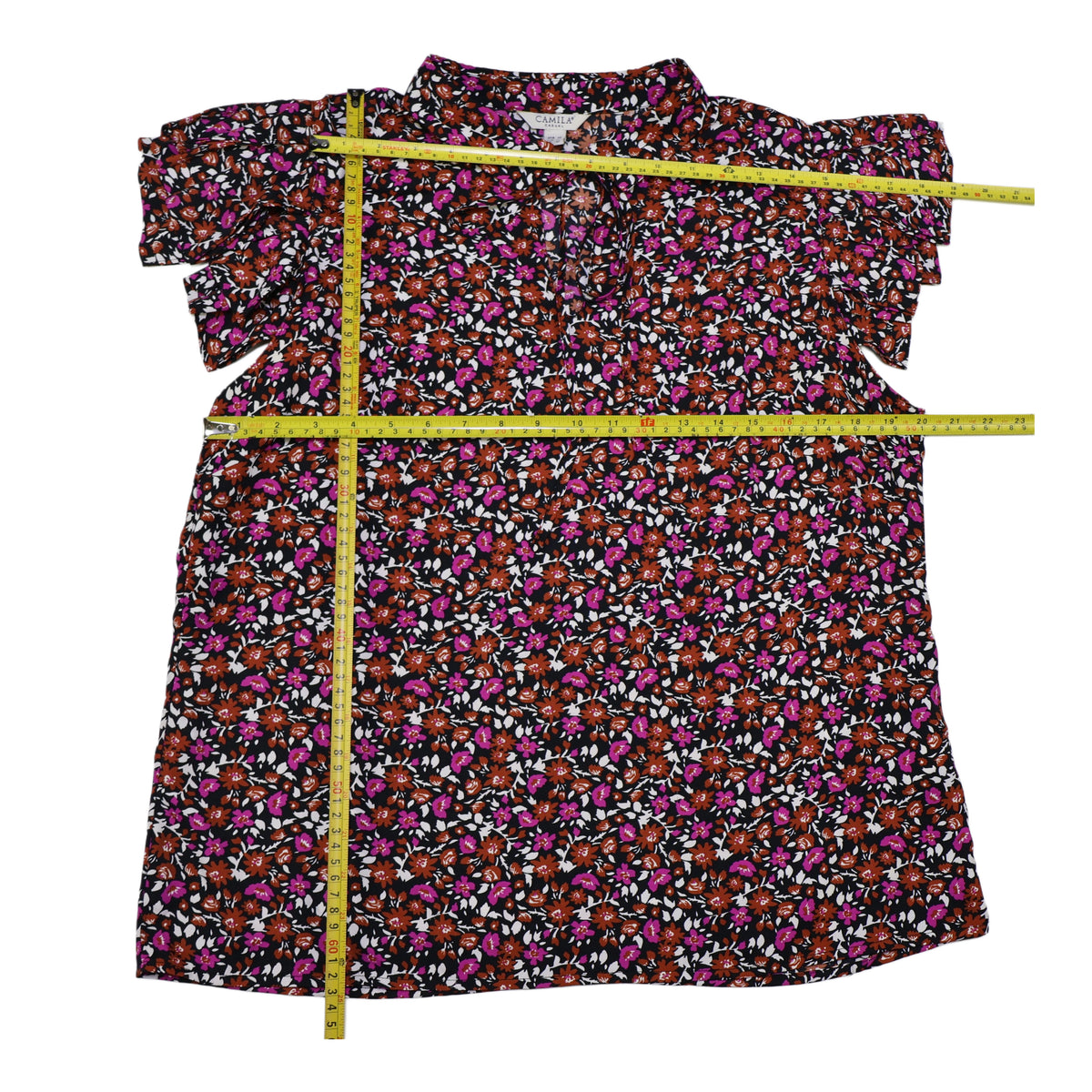 BLUSA CON ESTAMPADO FLORAL MANGAS CORTAS | CAMILA CASUAL | TALLA L