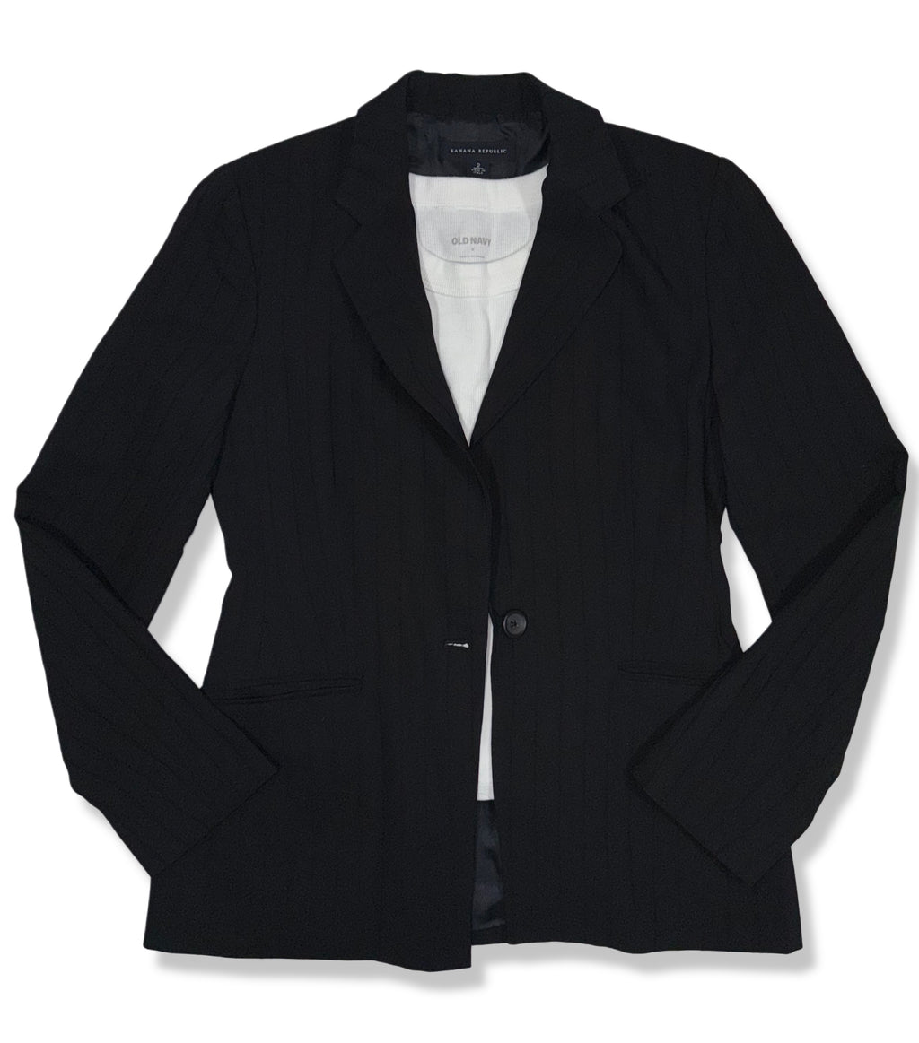BLAZER NEGRO CLÁSICO DE LANA ESTRUCTURADO | BANANA REPUBLIC | TALLA 2