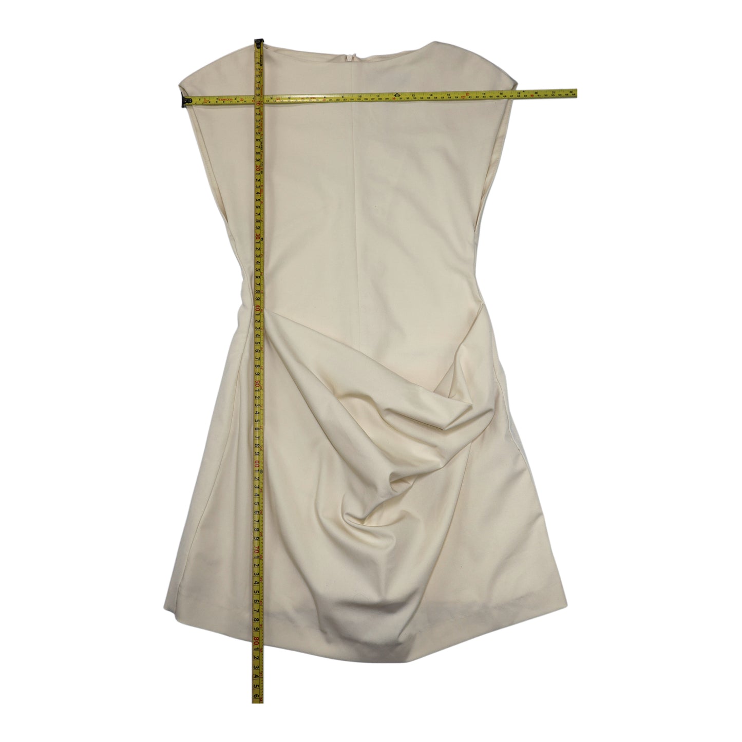 NUEVO CON ETIQUETA | VESTIDO MINI CREMA CON DRAPEADO | ZARA | TALLA S