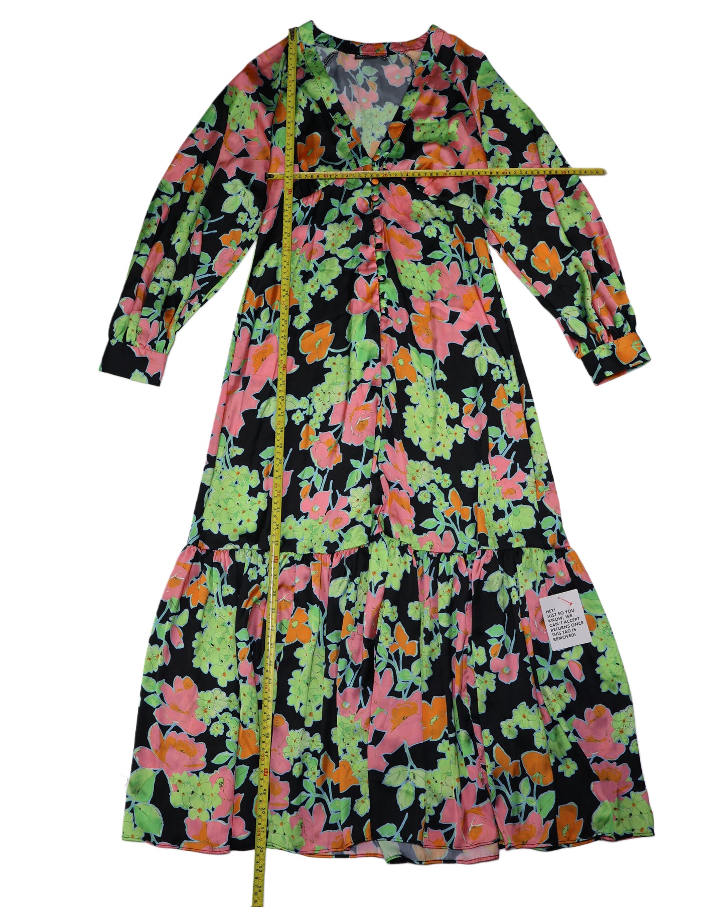 NUEVO CON ETIQUETA | VESTIDO MIDI FLORAL SATINADO MANGA LARGA | ASOS DESIGN | TALLA 6 (M)