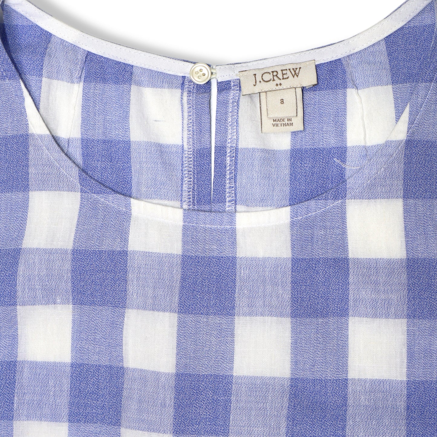BLUSA SIN MANGAS DE LINO CON CUADROS AZUL Y BLANCO | J.CREW | TALLA 8 (M)