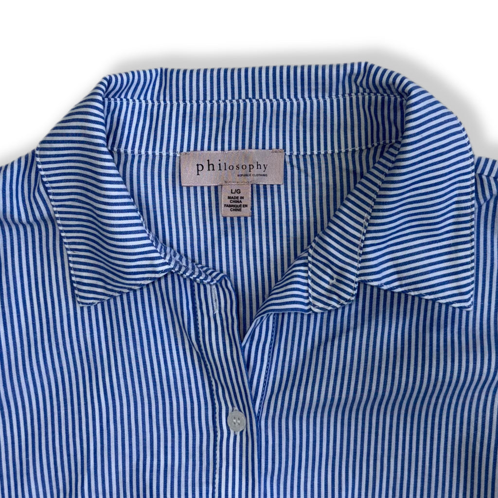 CAMISA MANGA LARGA DE RAYAS AZUL Y BLANCO | PHILOSOPHY | TALLA L
